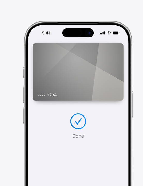 Djelomični prikaz zaslona iPhonea, prikazuje korištenje Mastercard kartice u Apple Payu