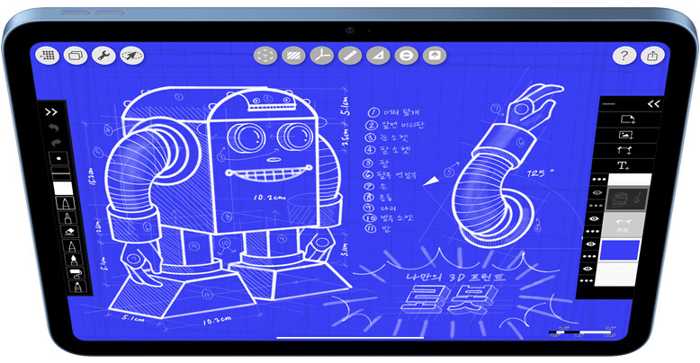 iPad에 Morpholio Trace가 실행되는 모습
