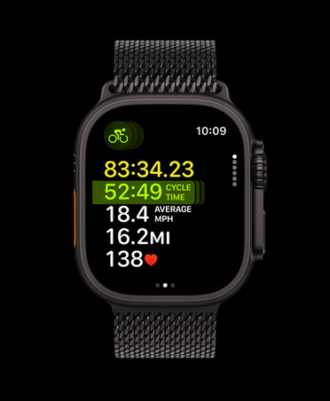 Apple Watch Ultra 3 com caixa em titânio preto, treino multidesportos, bracelete Loop milanesa preta