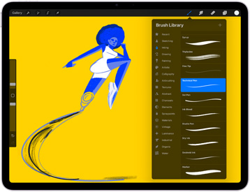 Aplikace Procreate otevřená na iPadu Air